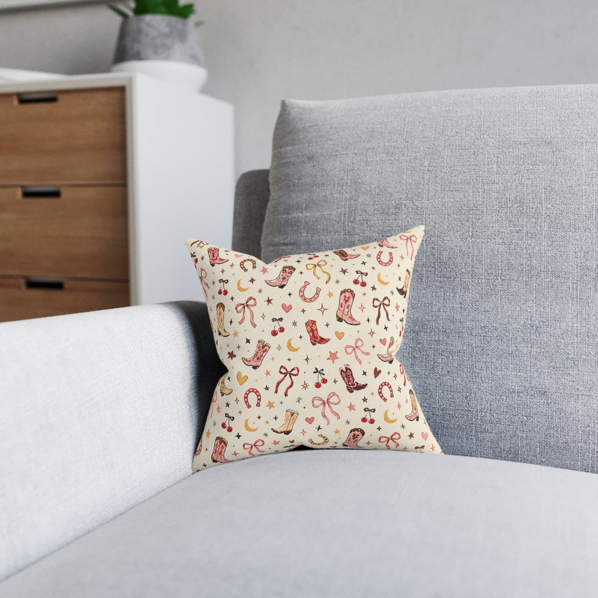 Cowgirl Vibe Square Pillow Cream/Light Brown