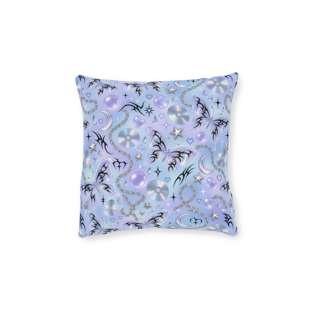 Digital Butterfly Square Pillow Light Blue