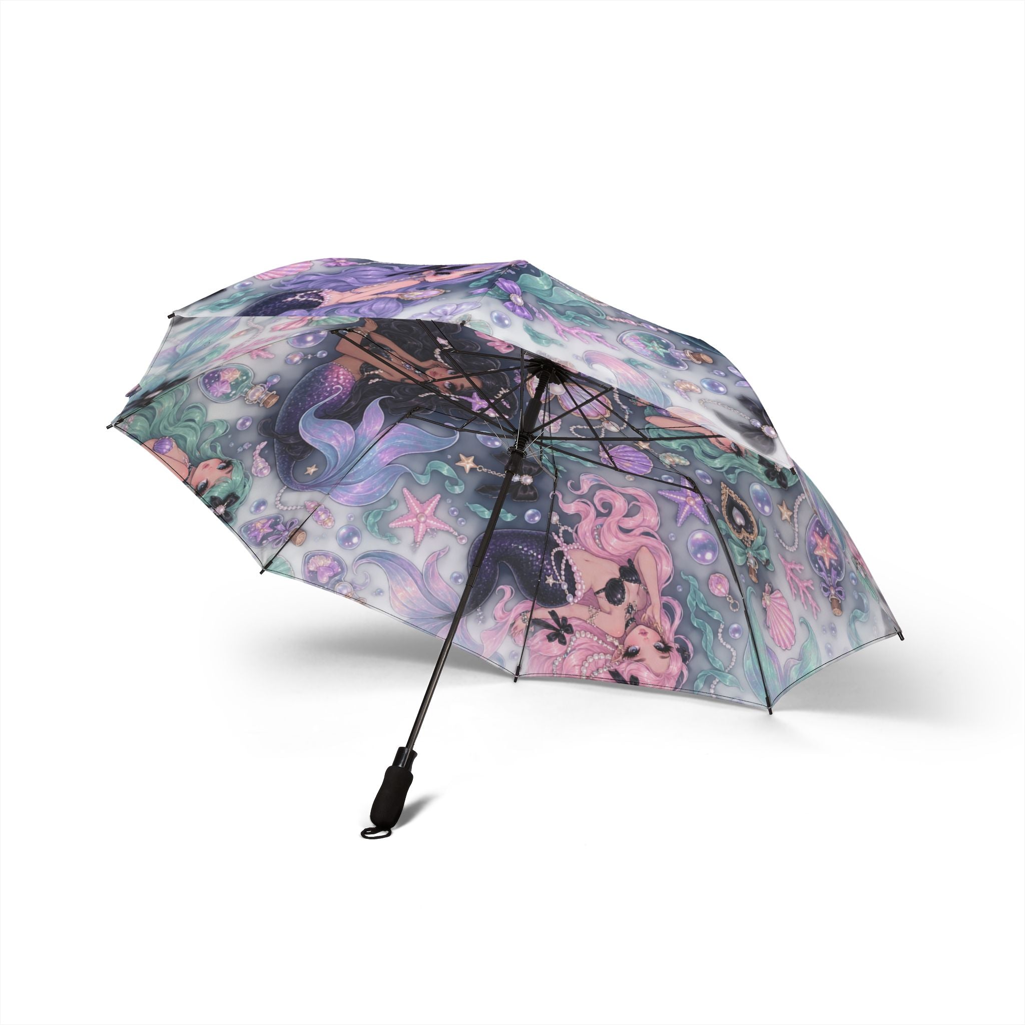 Mermaid Dream Foldable Umbrella — Semi‑Automatic Compact Rain Parasol