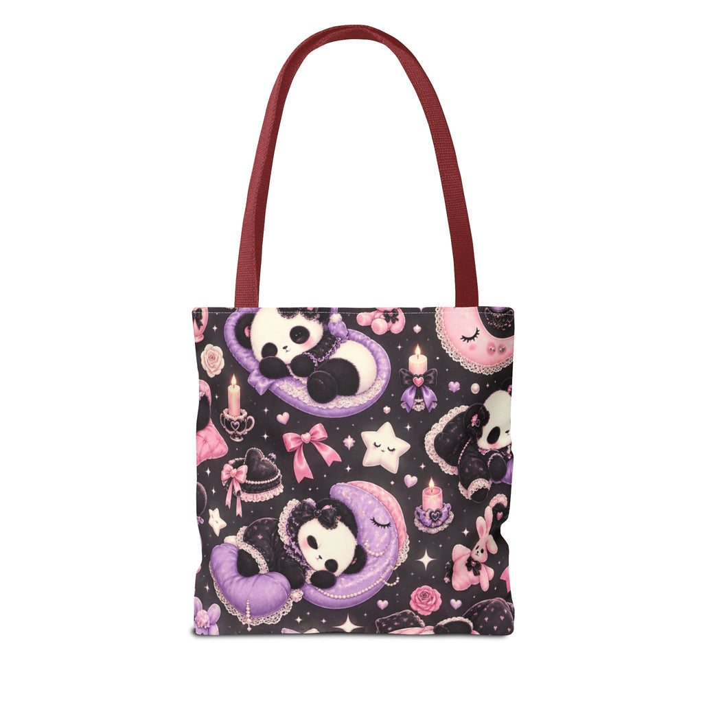 Kawaii Gothic Panda Moon Tote Bag – Cute Pastel Goth All-Over Print