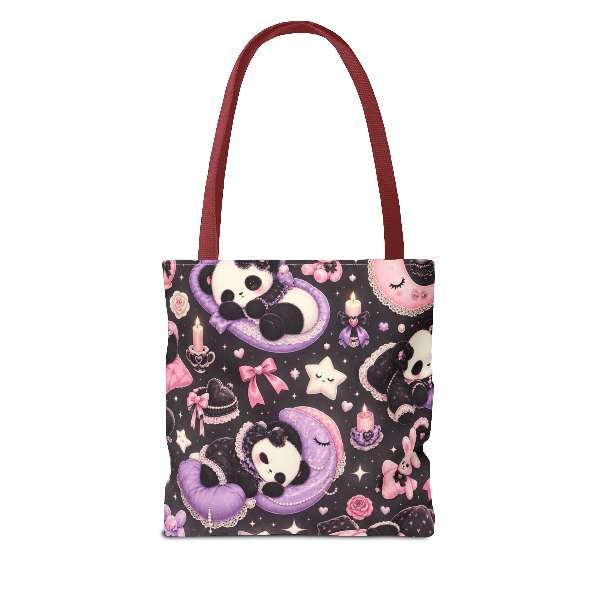 Kawaii Gothic Panda Moon Tote Bag – Cute Pastel Goth All-Over Print