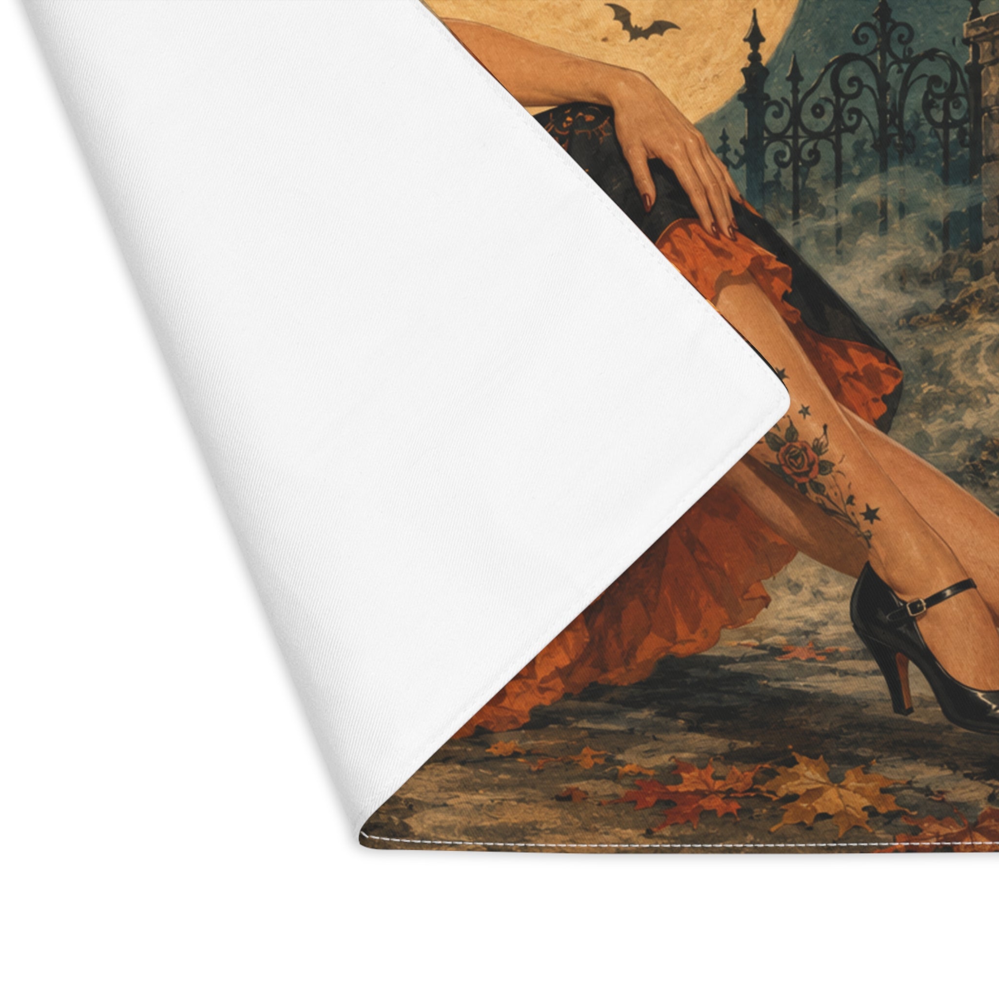 Halloween Pinup Placemat — Retro Pumpkin & Full Moon Table Mat