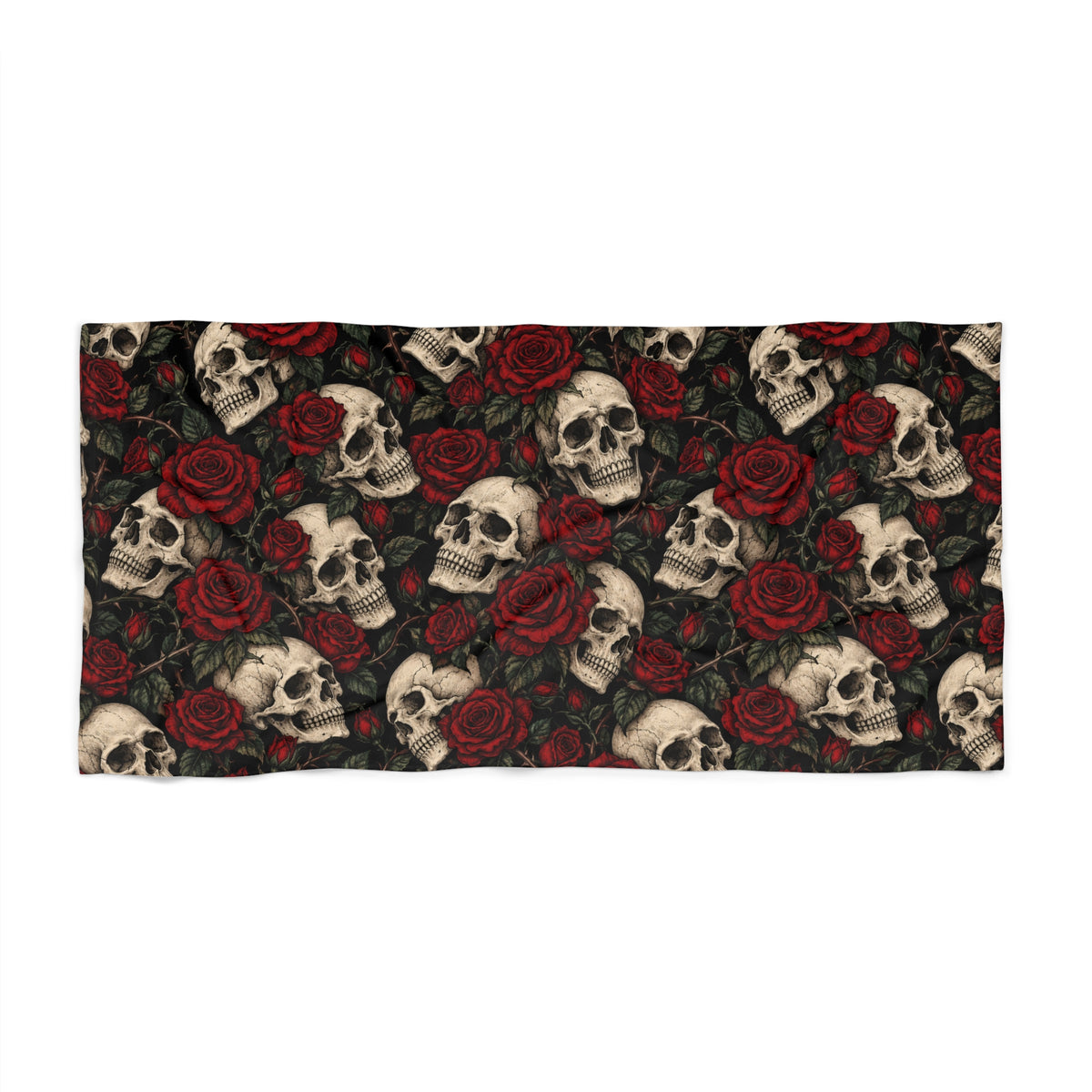 Skulls & Roses Beach Towel Black (2 Sizes)