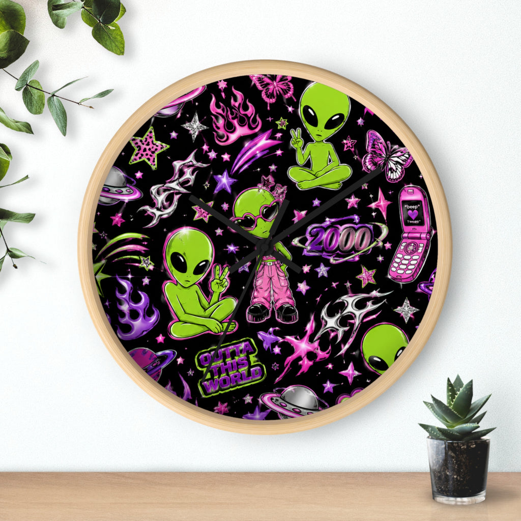 Y2K Alien Crush Wall Clock