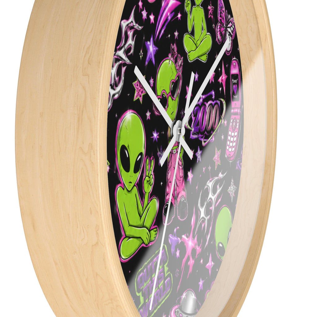 Y2K Alien Crush Wall Clock