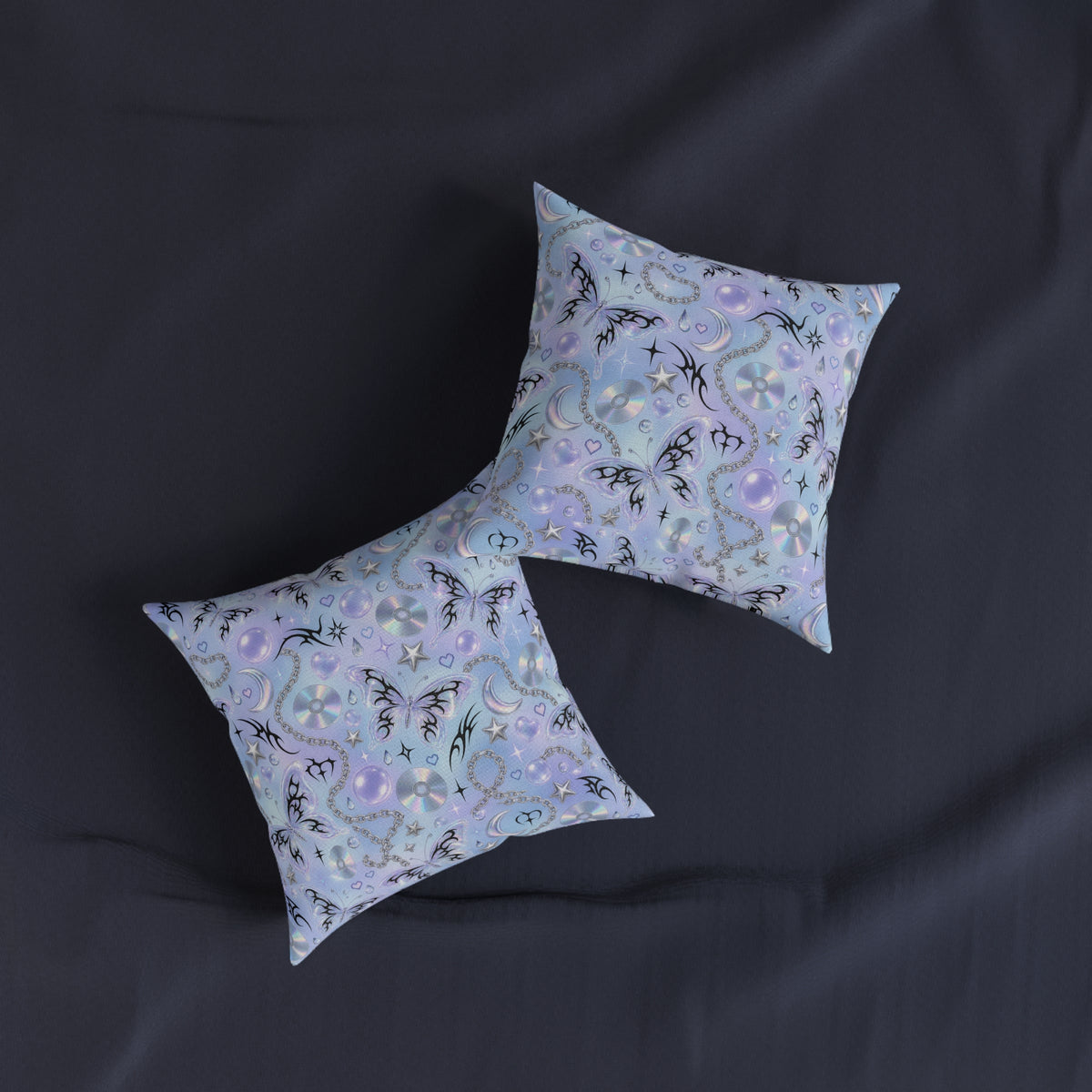 Digital Butterfly Square Pillow Light Blue