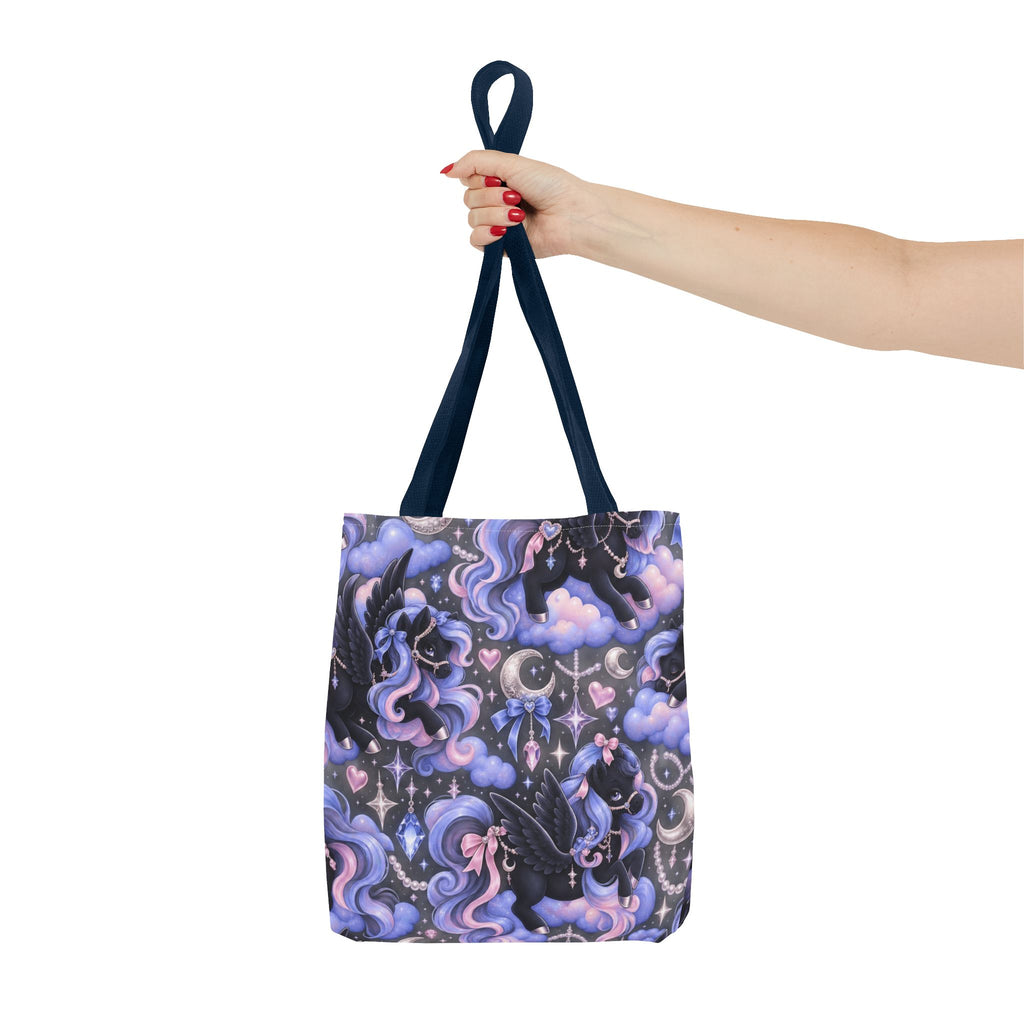 Galaxy Pegasus Tote Bag — Cute Purple Pastel Magical Unicorn Night Sky Pattern