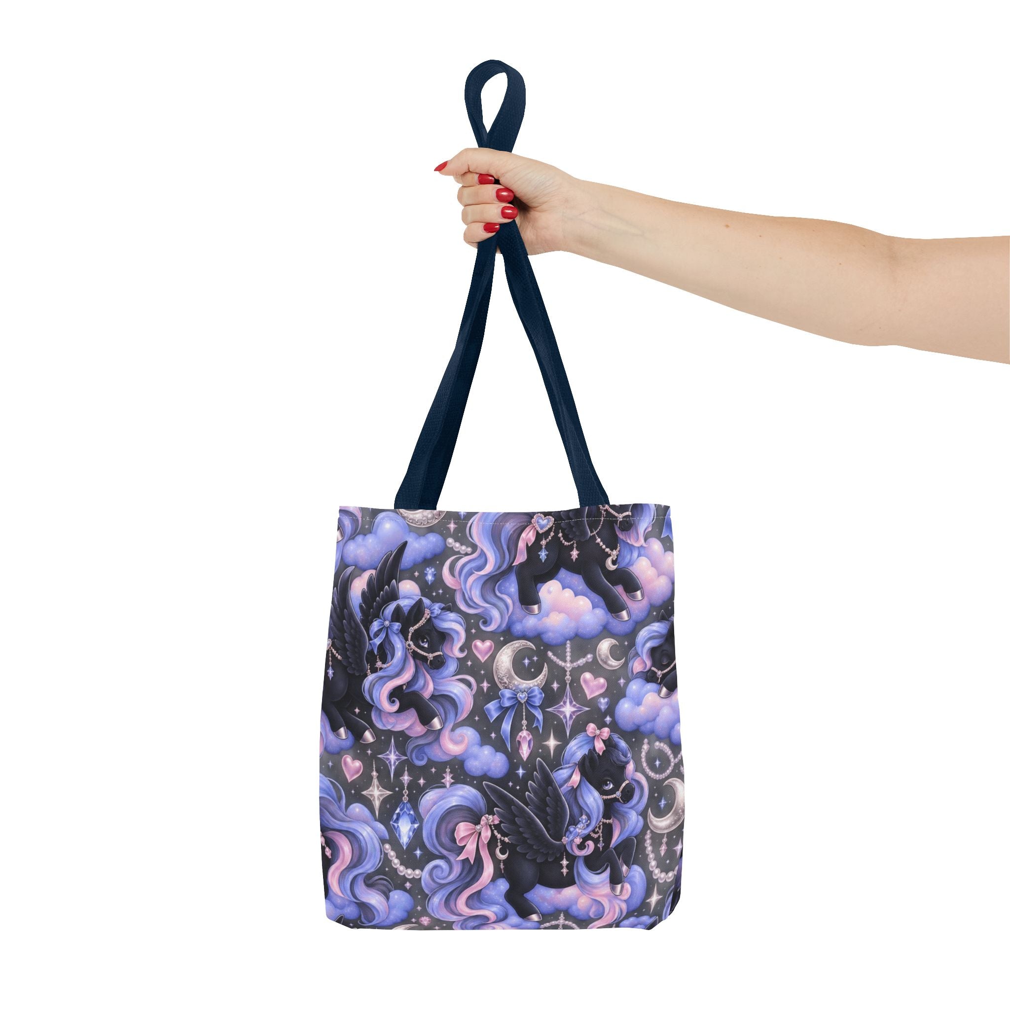 Galaxy Pegasus Tote Bag — Cute Purple Pastel Magical Unicorn Night Sky Pattern