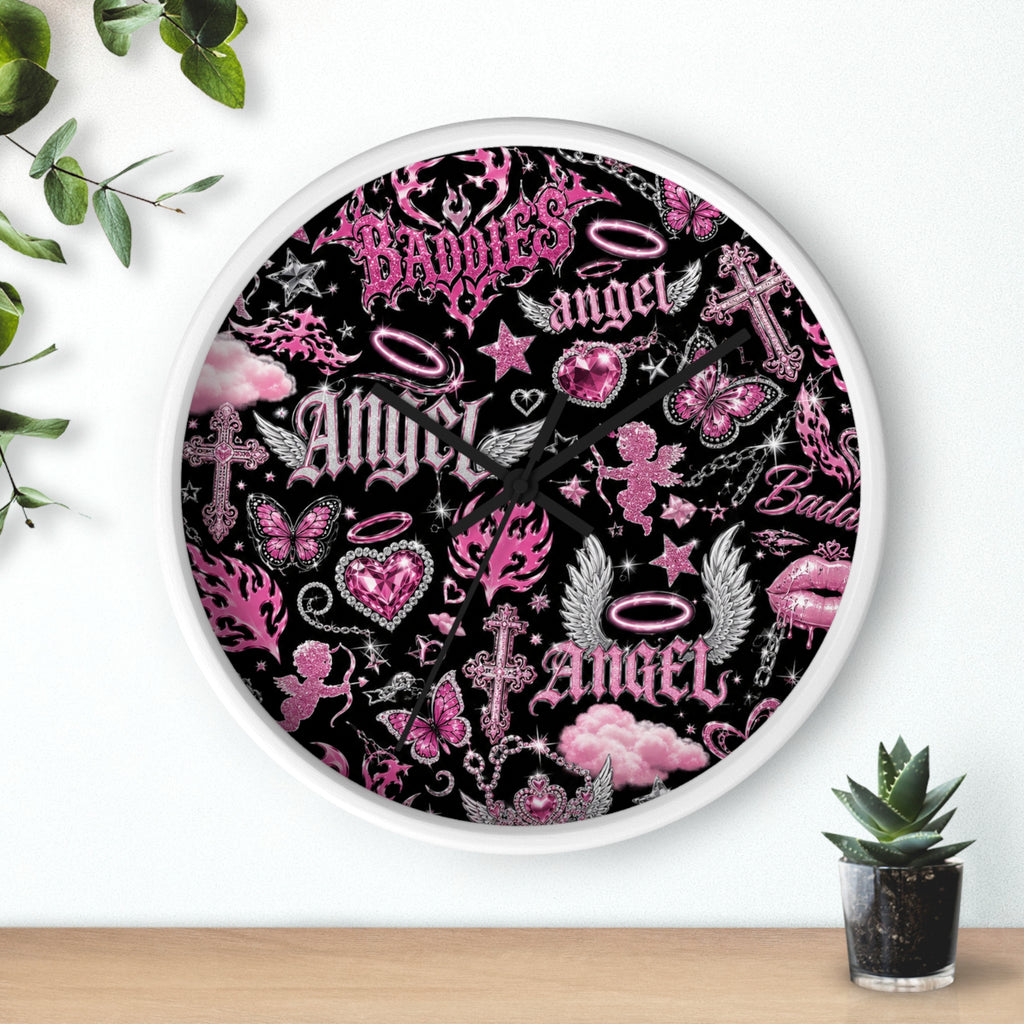 Y2K Angel Baddie Wall Clock