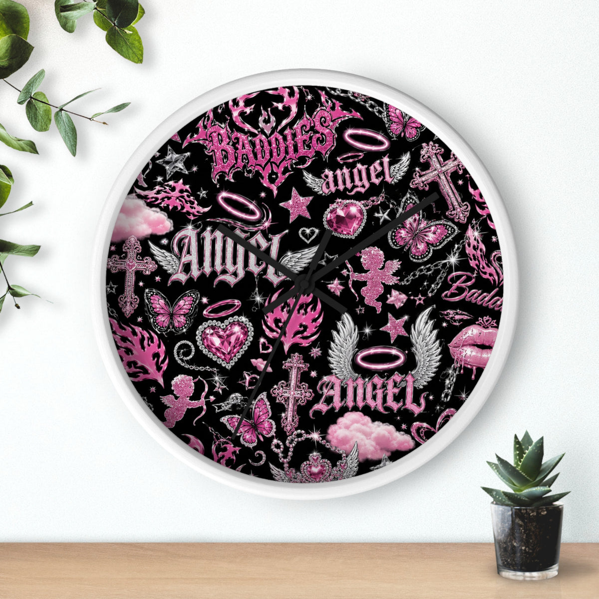 Y2K Angel Baddie Wall Clock