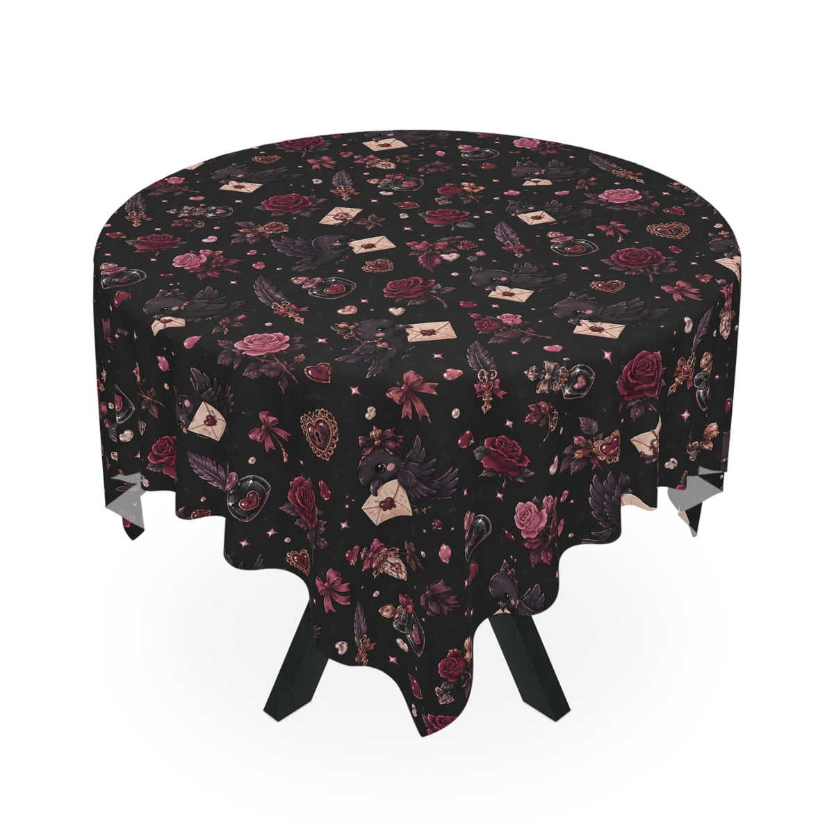 Love Letters Tablecloth Black