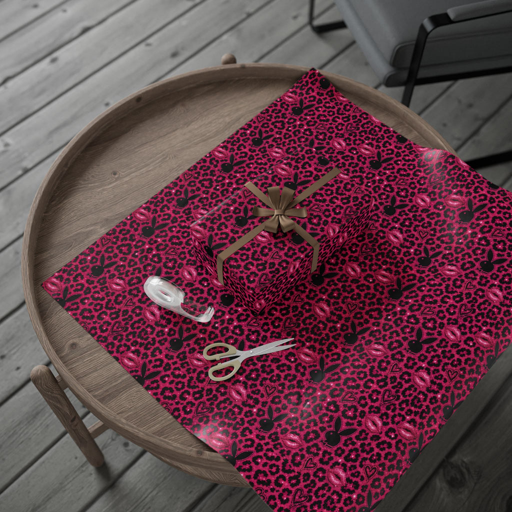 Pink Leopard Hearts Wrapping Paper — Bold Animal Print Gift Wrap