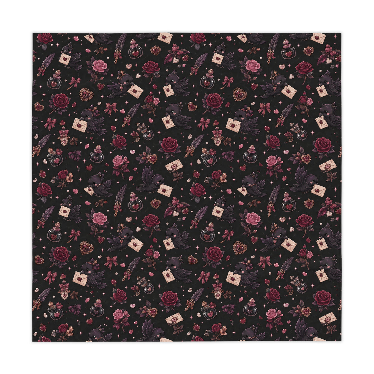 Love Letters Tablecloth Black
