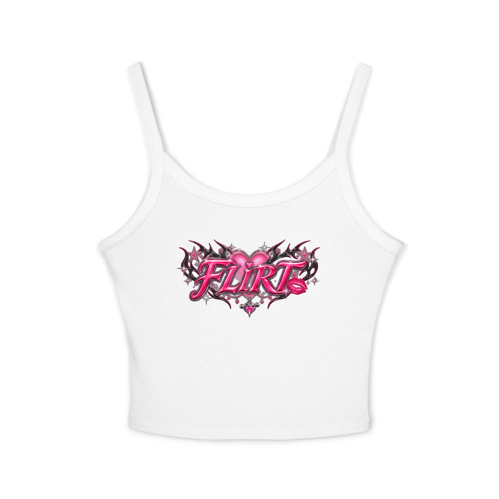 Flirt Graphic Crop Tank Top — Pink Heart Flame Design