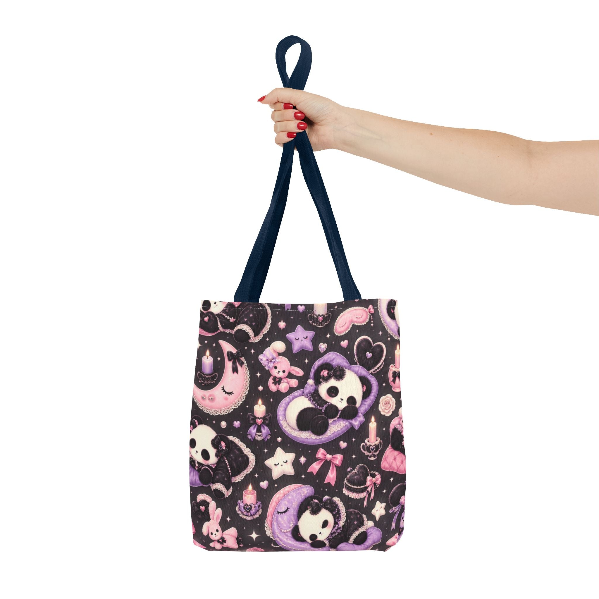 Kawaii Gothic Panda Moon Tote Bag – Cute Pastel Goth All-Over Print