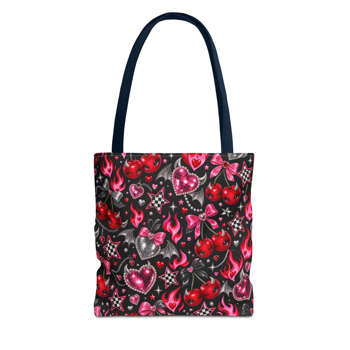 Y2K Kawaii Flaming Hearts & Cherries Tote Bag