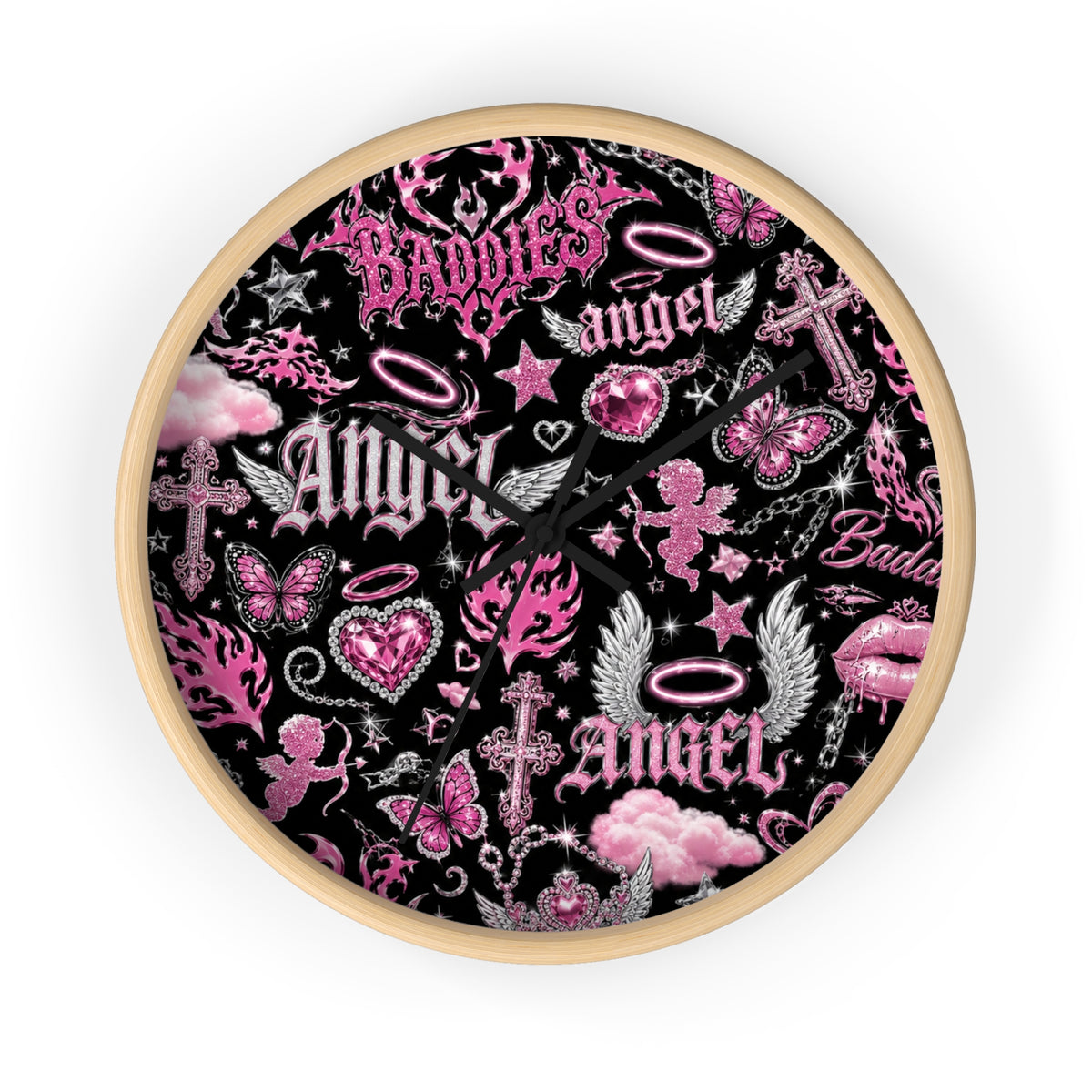 Y2K Angel Baddie Wall Clock