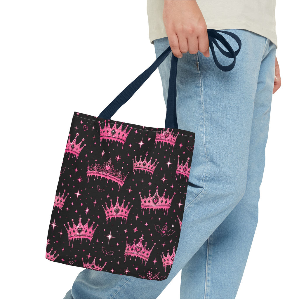 Pink Crown Pattern Tote Bag — Sparkling Princess All-Over Print
