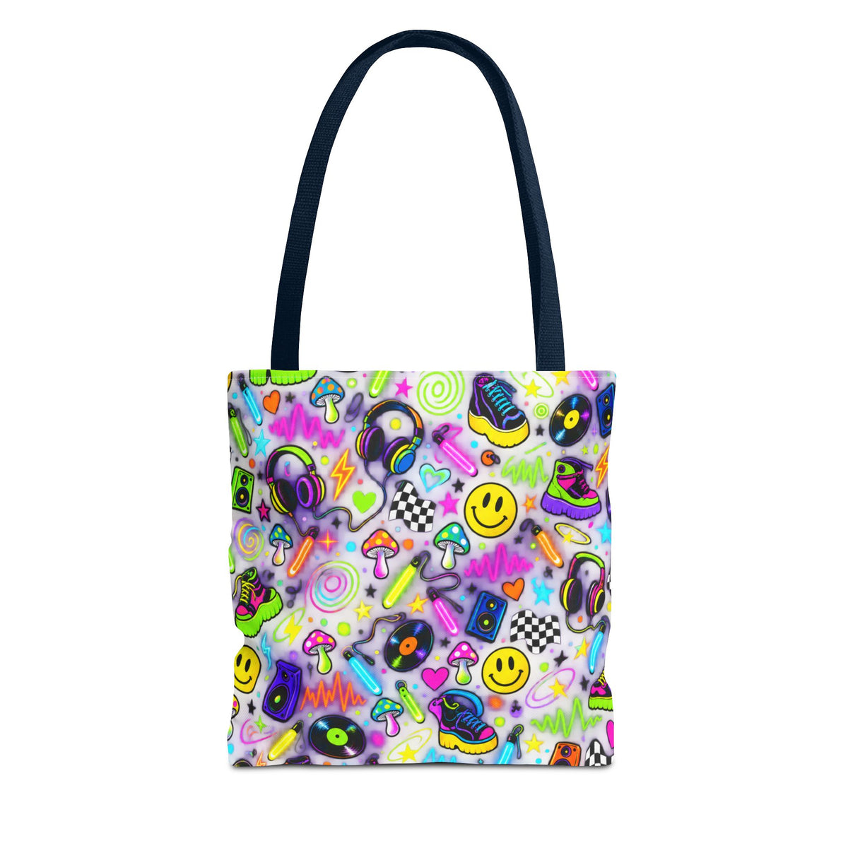 Retro 90s Smiley Psychedelic Icons Tote Bag