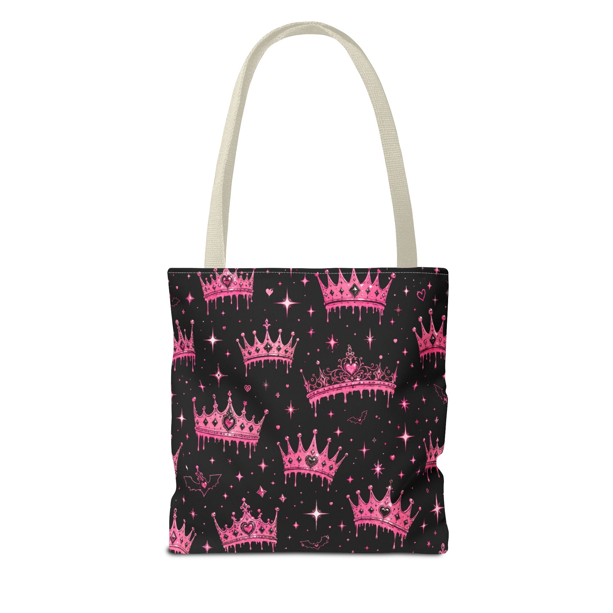Pink Crown Pattern Tote Bag — Sparkling Princess All-Over Print