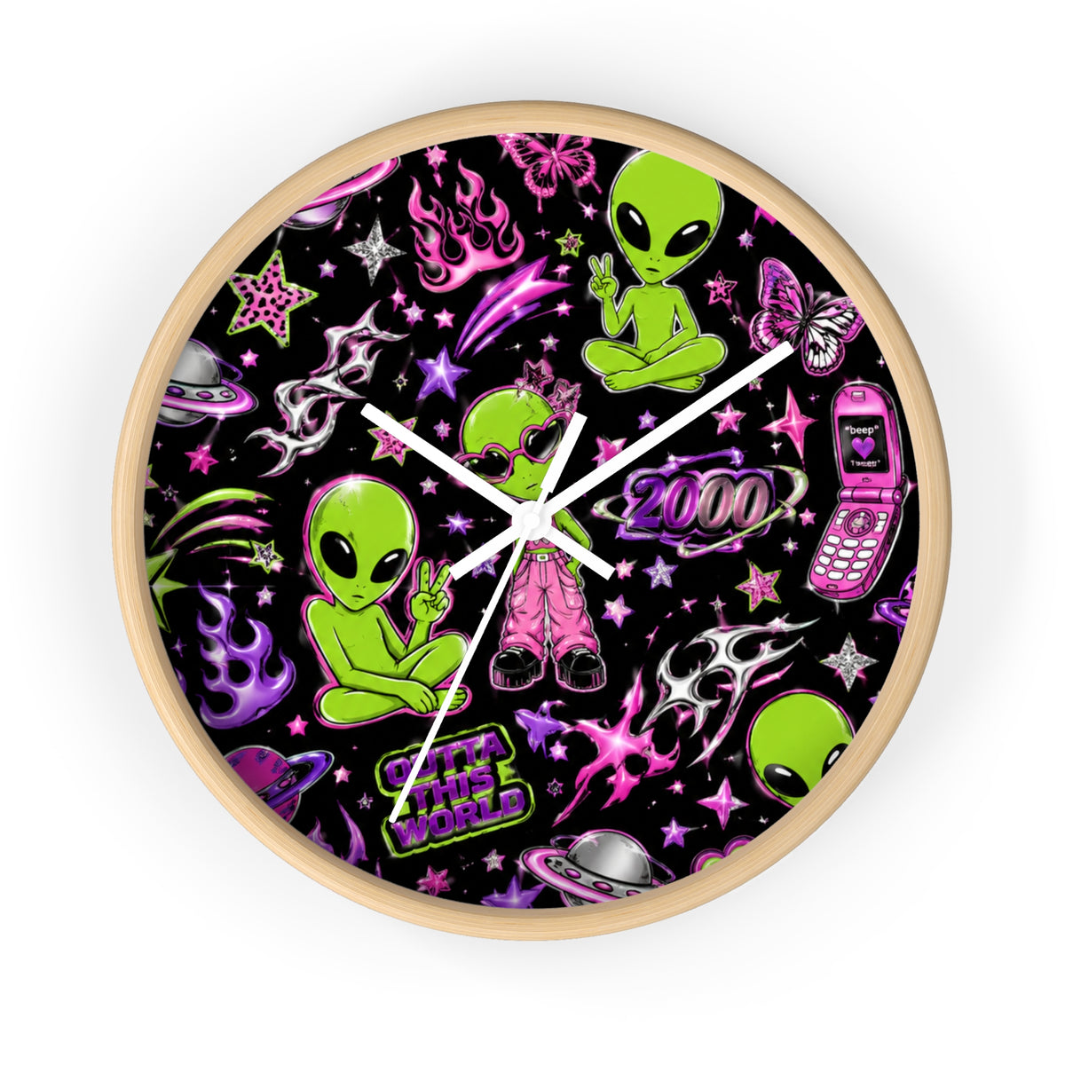Y2K Alien Crush Wall Clock