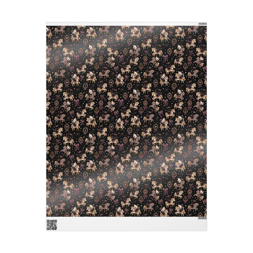 Wrapping Paper — Vintage Magical Bunny & Stars Pattern (Dark Floral Gift Wrap)