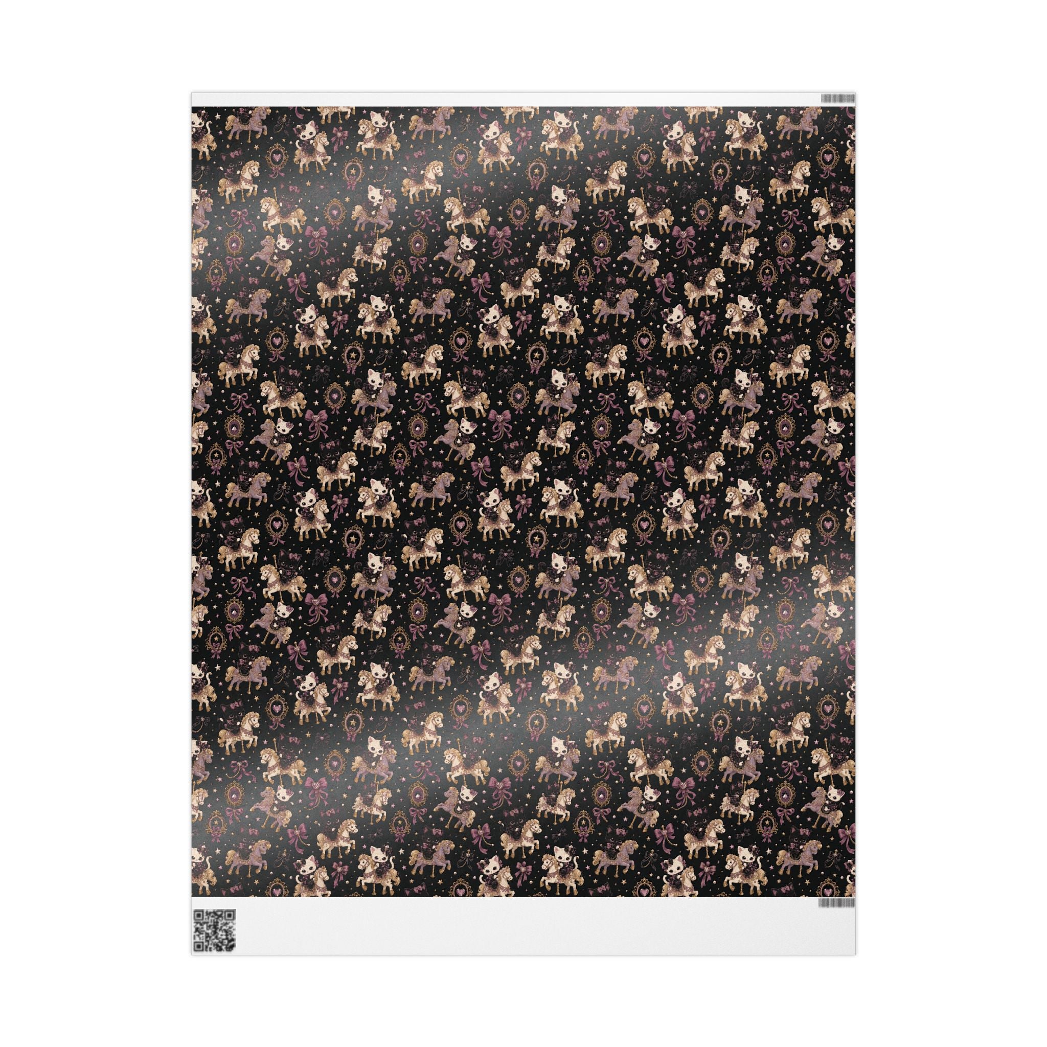 Wrapping Paper — Vintage Magical Bunny & Stars Pattern (Dark Floral Gift Wrap)