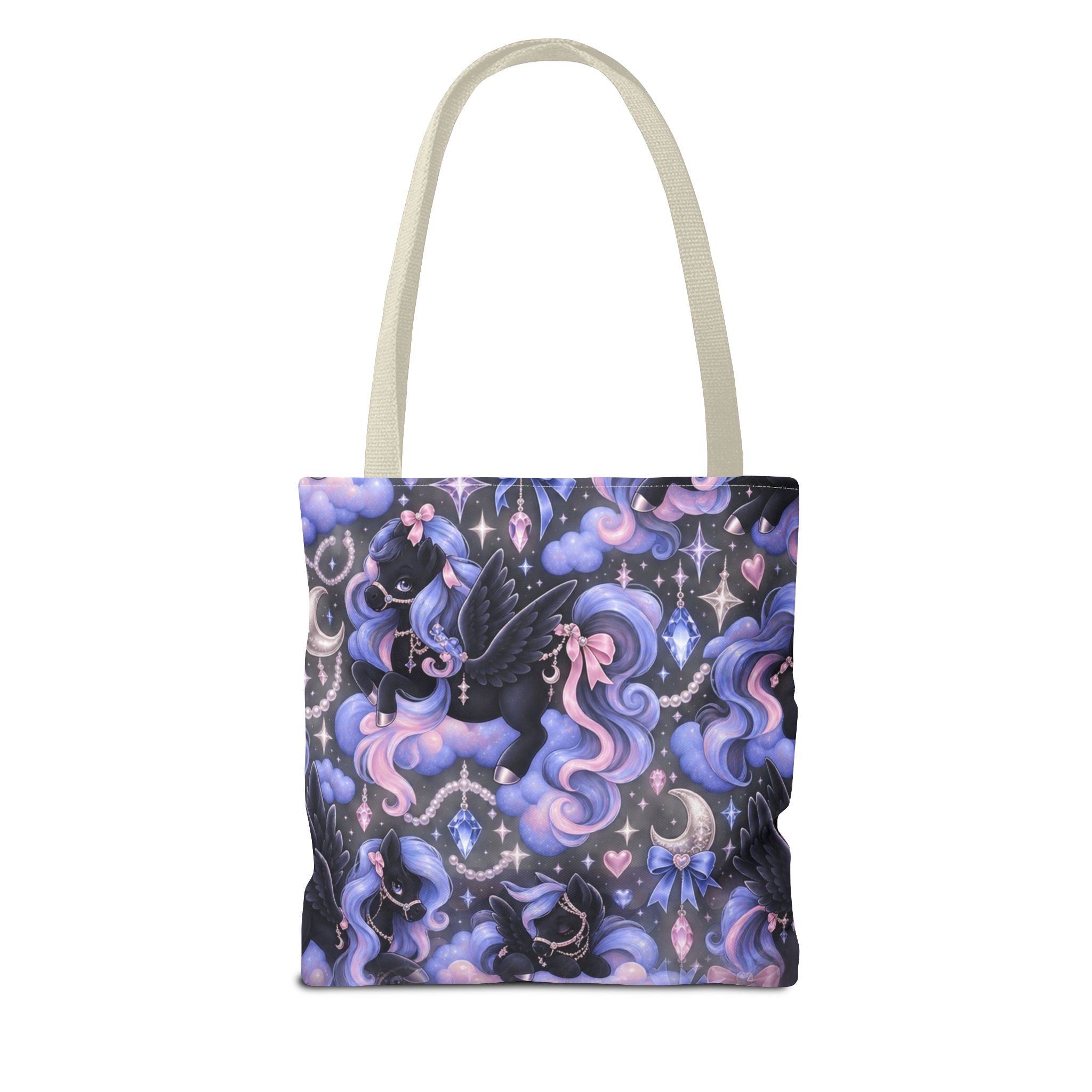 Galaxy Pegasus Tote Bag — Cute Purple Pastel Magical Unicorn Night Sky Pattern