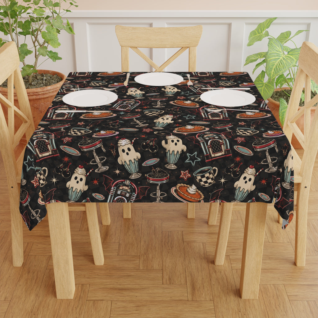 Ghostly's Retro Diner Tablecloth Black