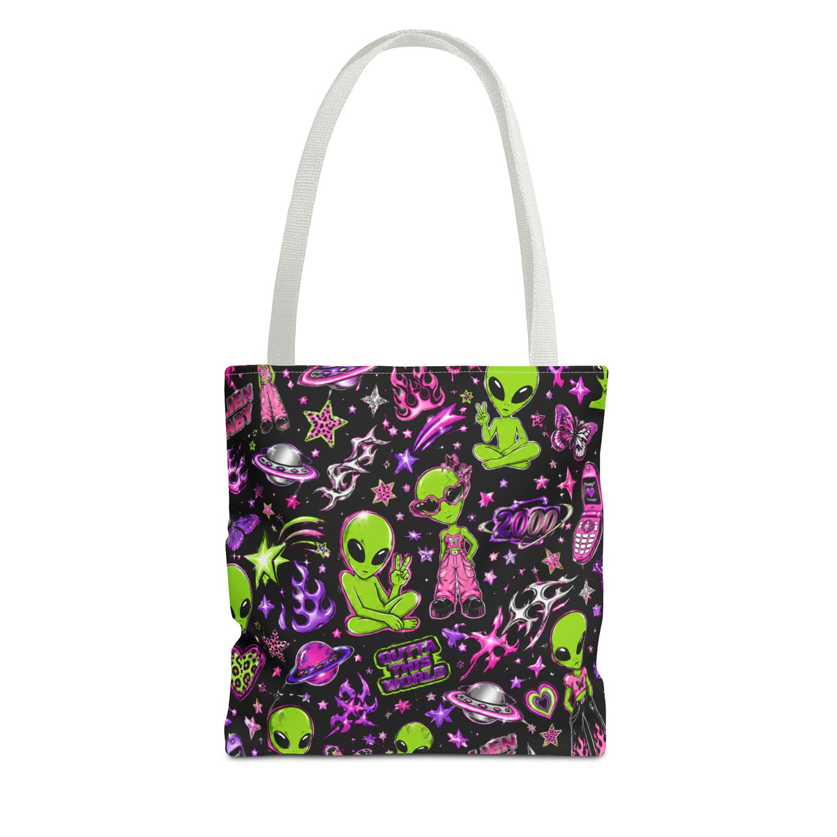 Y2K Alien Crush Tote Bag Black