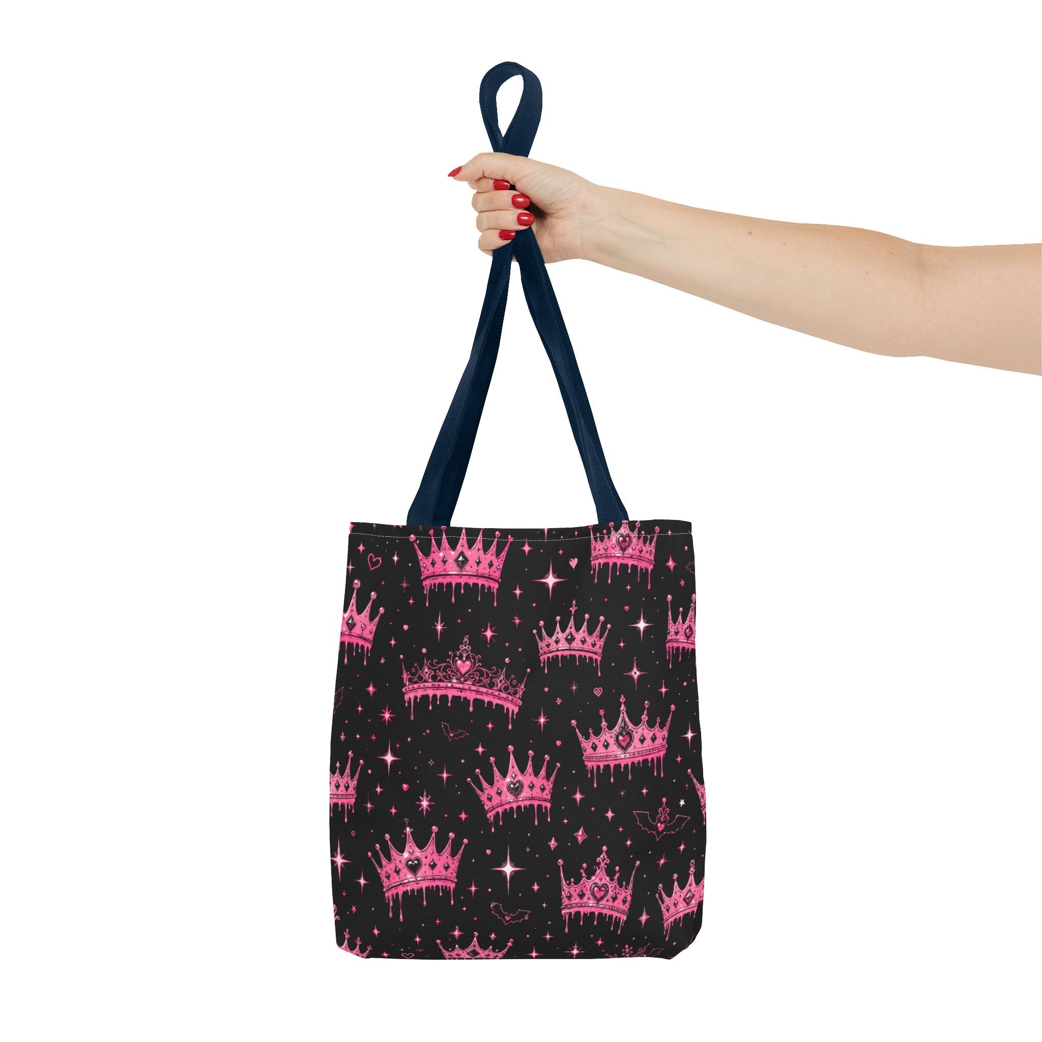 Pink Crown Pattern Tote Bag — Sparkling Princess All-Over Print