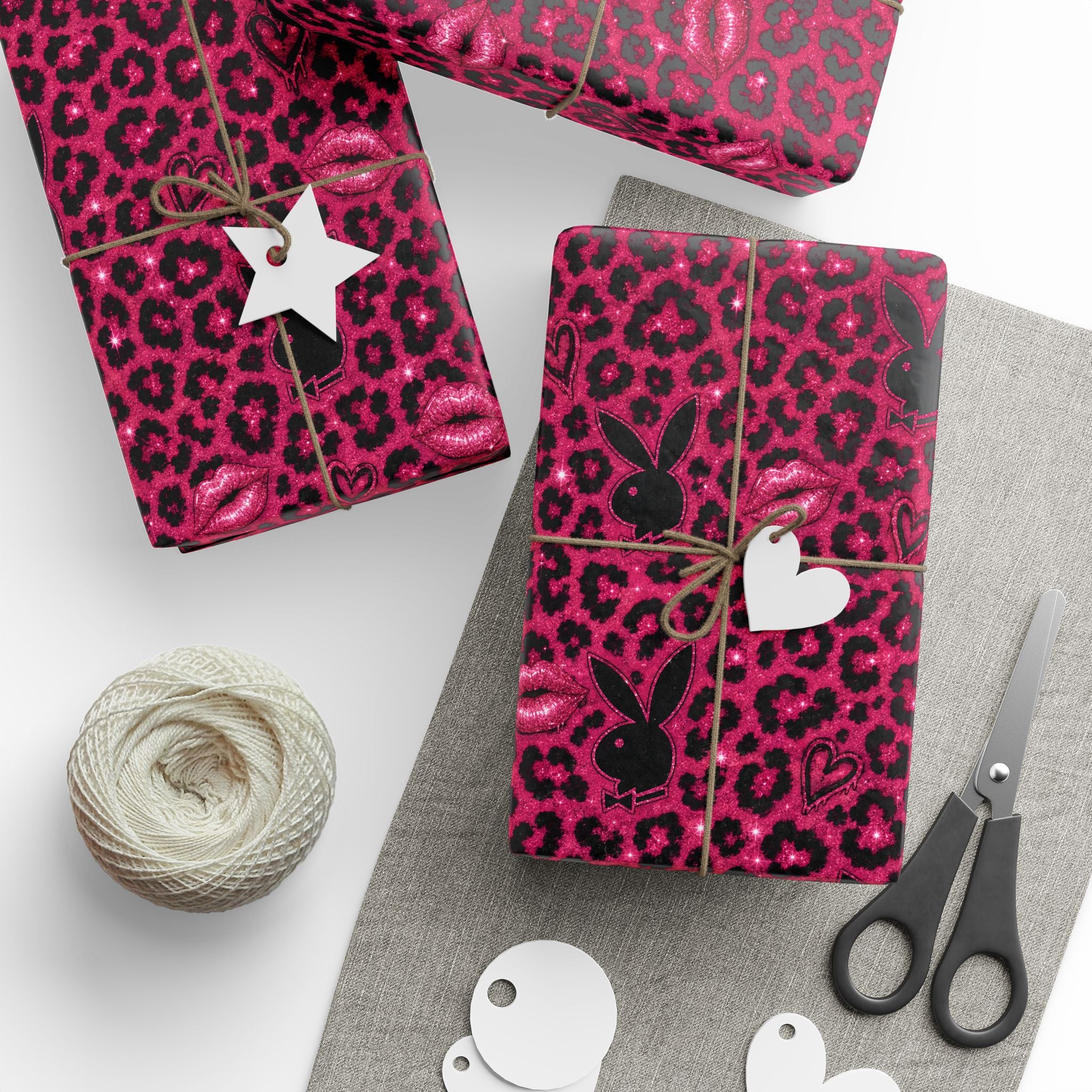 Pink Leopard Hearts Wrapping Paper — Bold Animal Print Gift Wrap