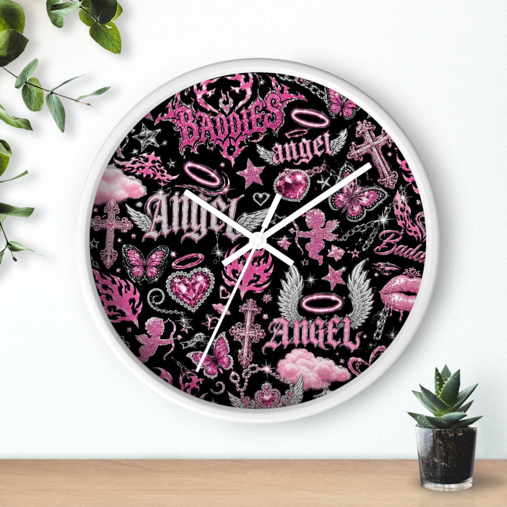 Y2K Angel Baddie Wall Clock