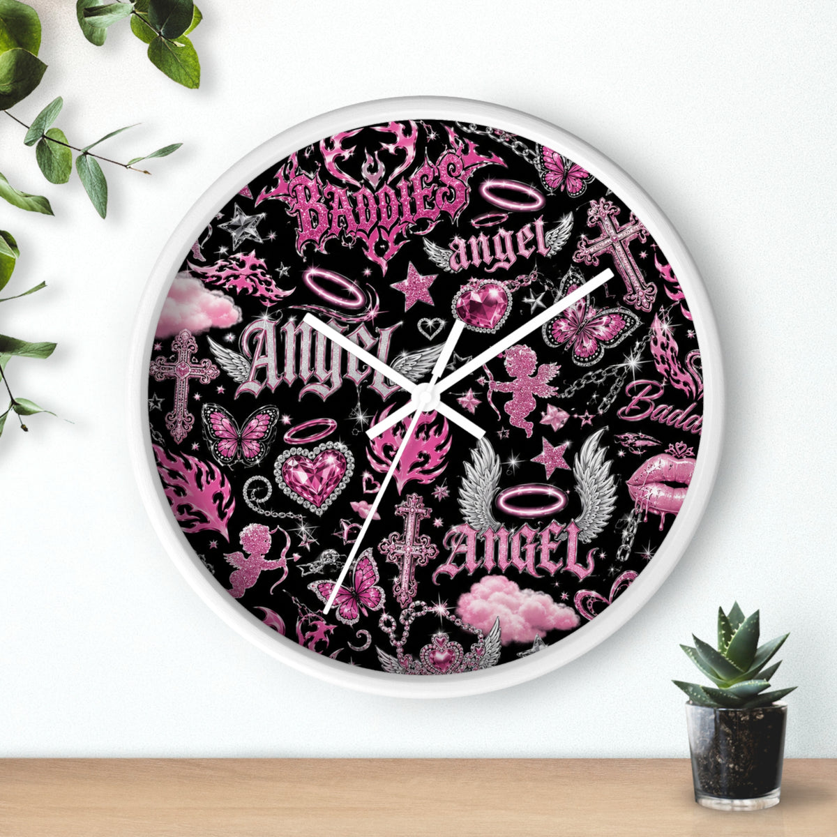 Y2K Angel Baddie Wall Clock