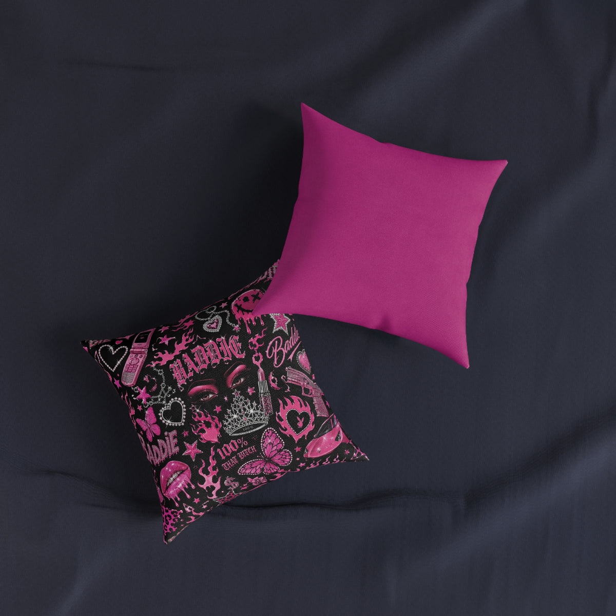 Y2K Baddie Square Pillow Black/Pink