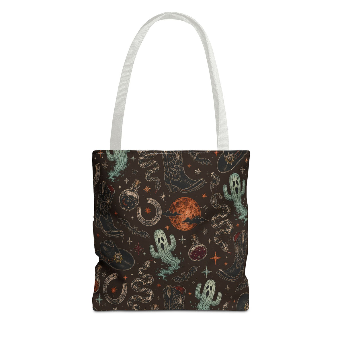 Spooky Desert Cactus Ghost Tote Bag Brown