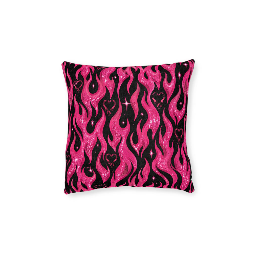 Hot Pink Flames Square Pillow