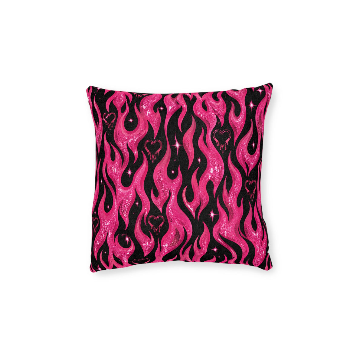Hot Pink Flames Square Pillow