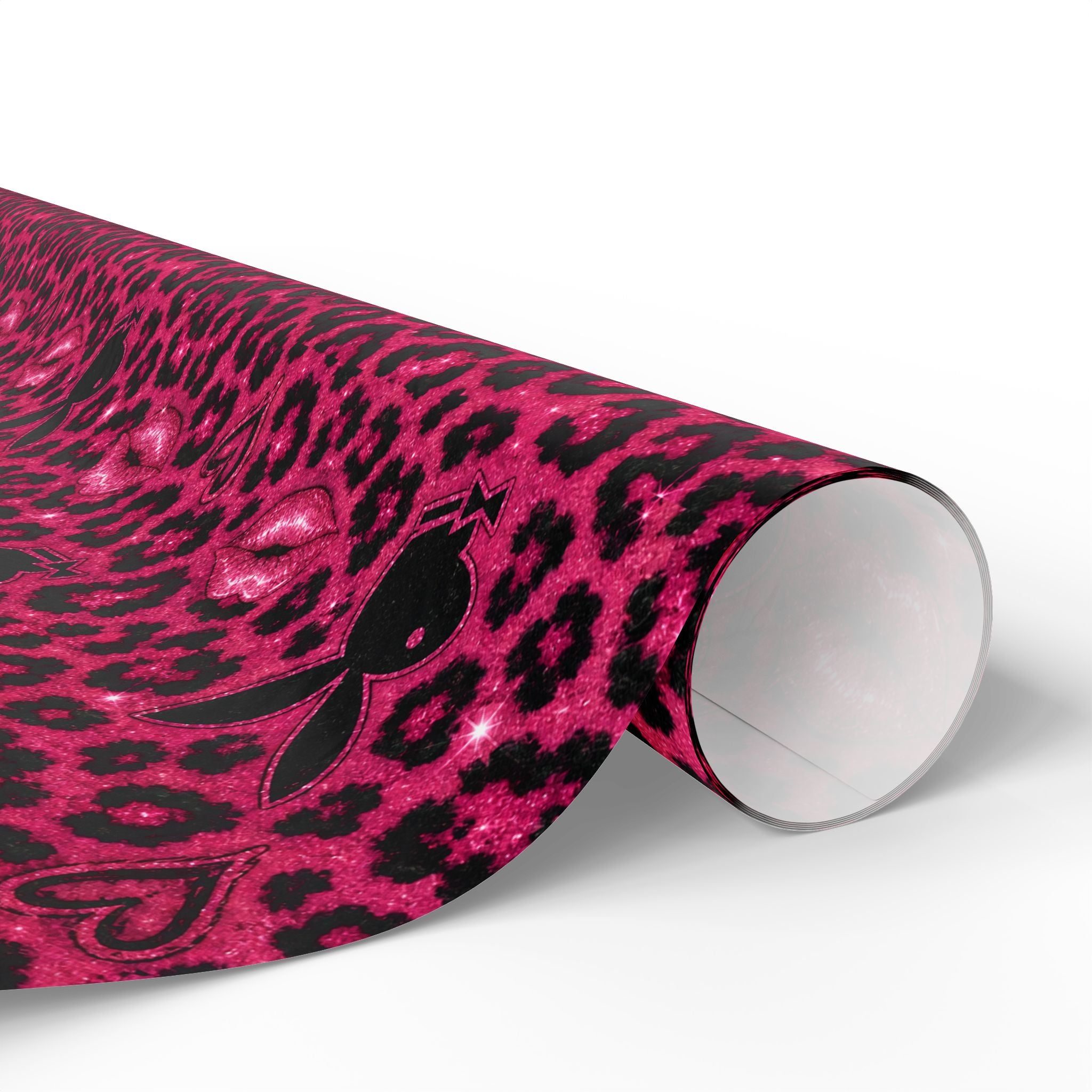 Pink Leopard Hearts Wrapping Paper — Bold Animal Print Gift Wrap