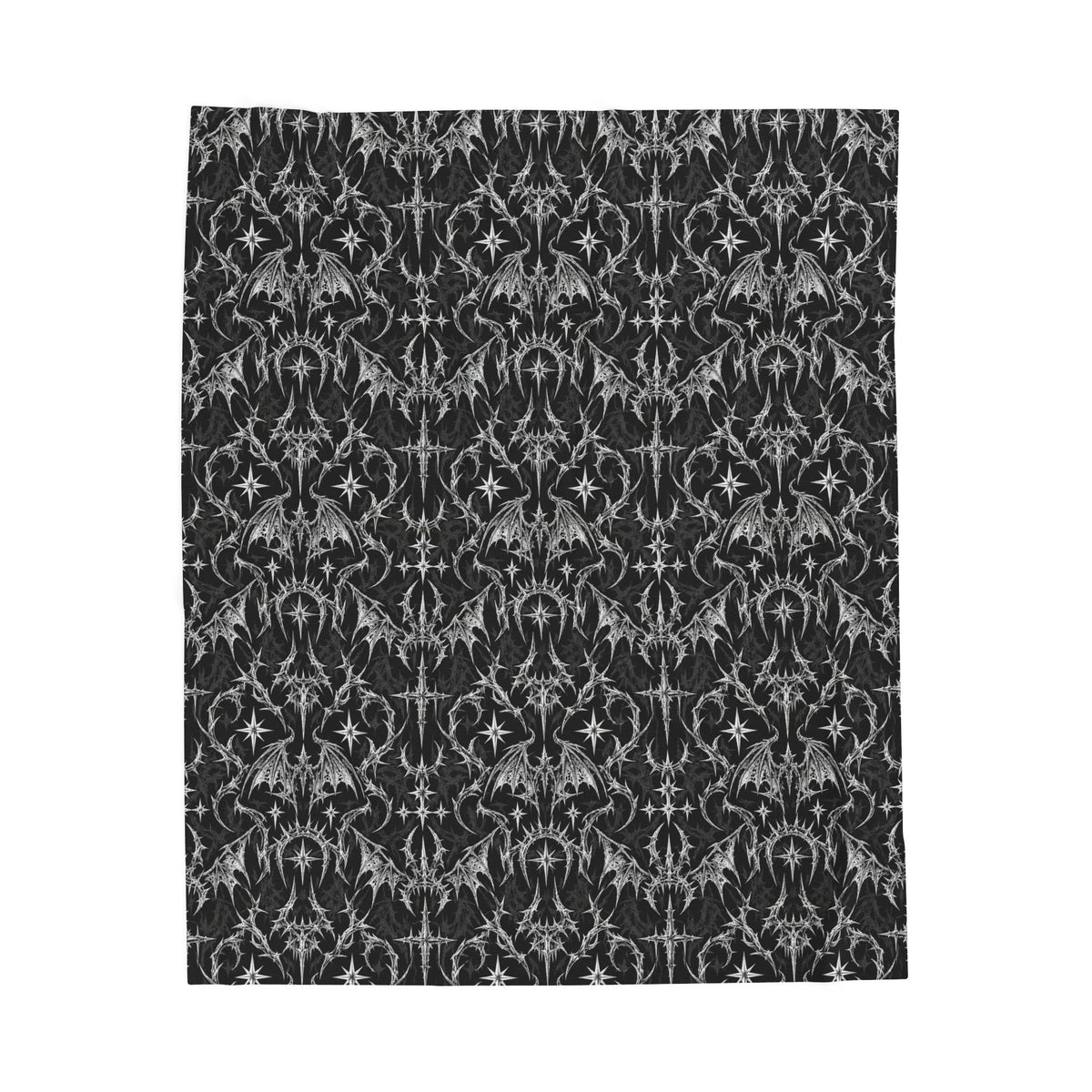 Goth Bat Velveteen Plush Blanket Black