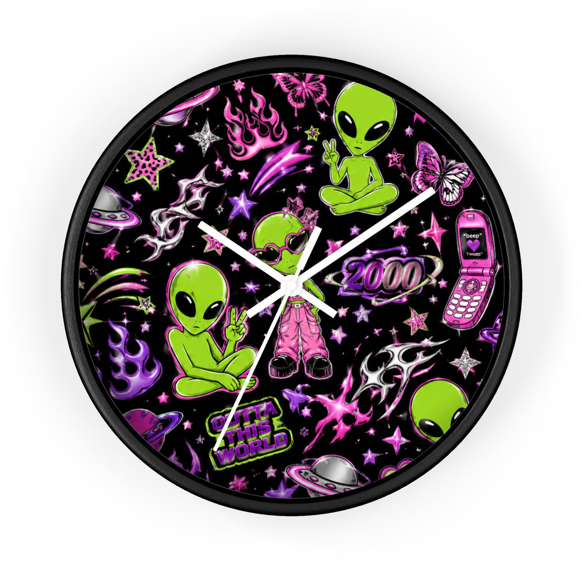 Y2K Alien Crush Wall Clock