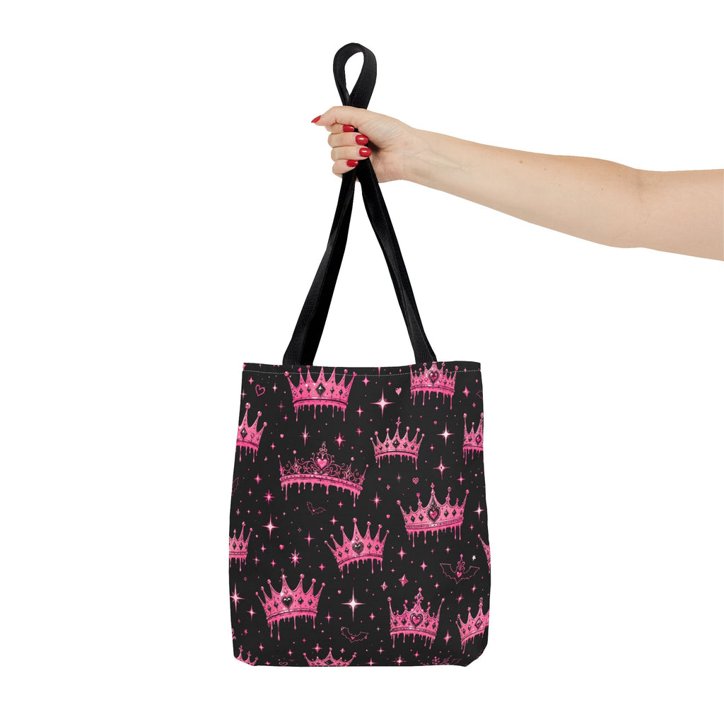 Pink Crown Pattern Tote Bag — Sparkling Princess All-Over Print