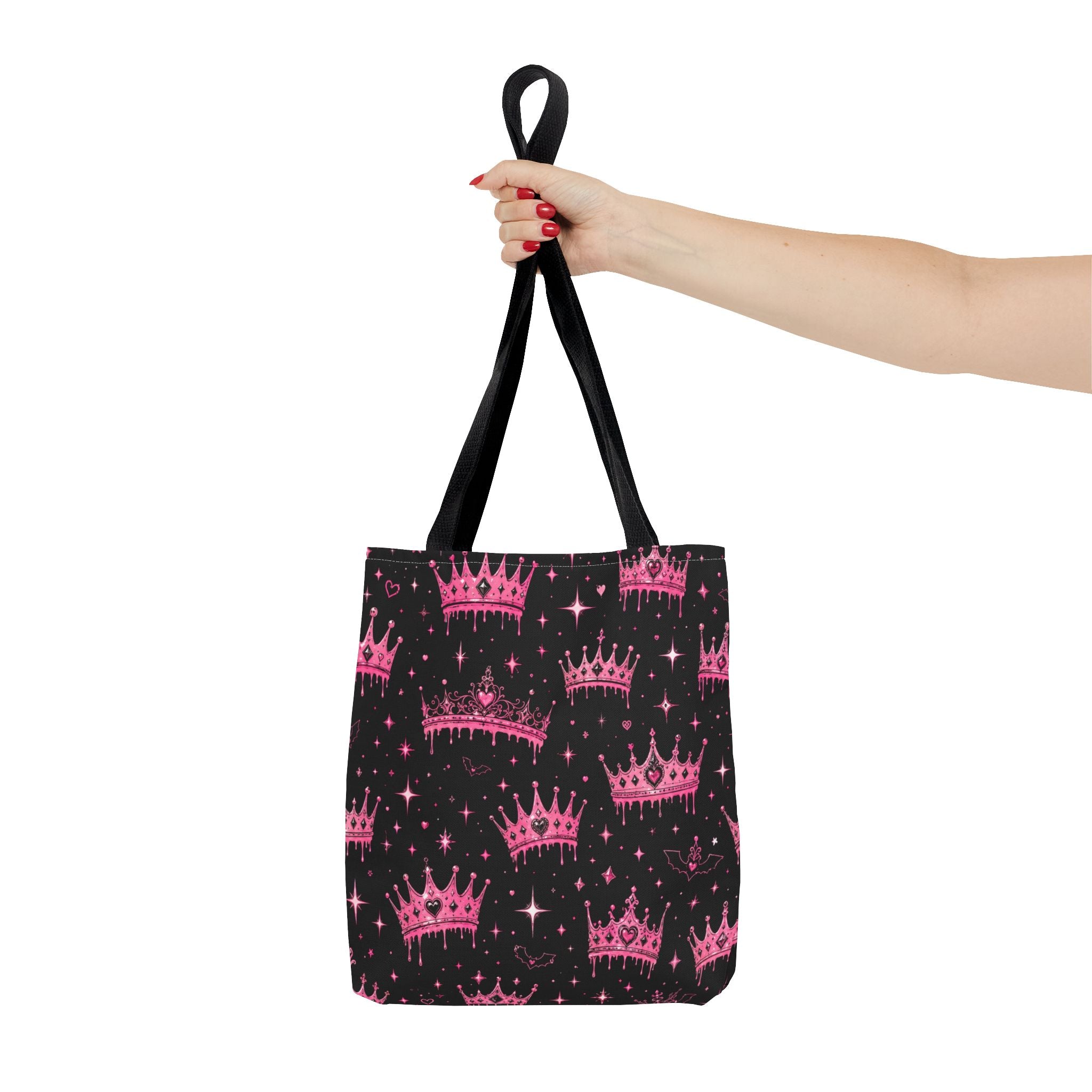 Pink Crown Pattern Tote Bag — Sparkling Princess All-Over Print