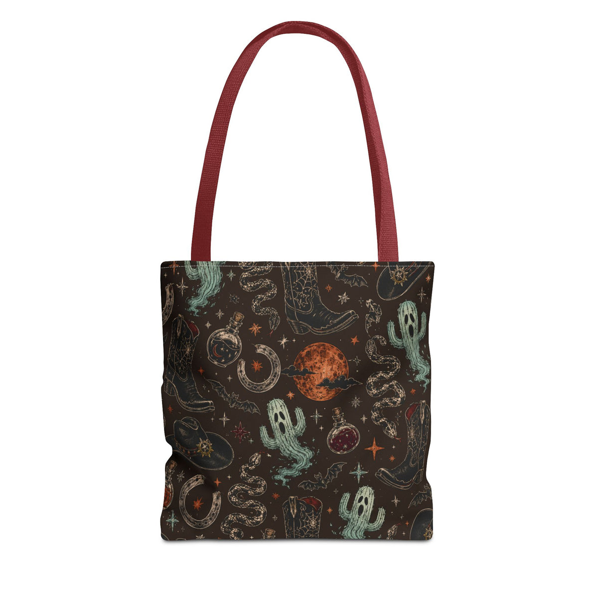 Spooky Desert Cactus Ghost Tote Bag Brown