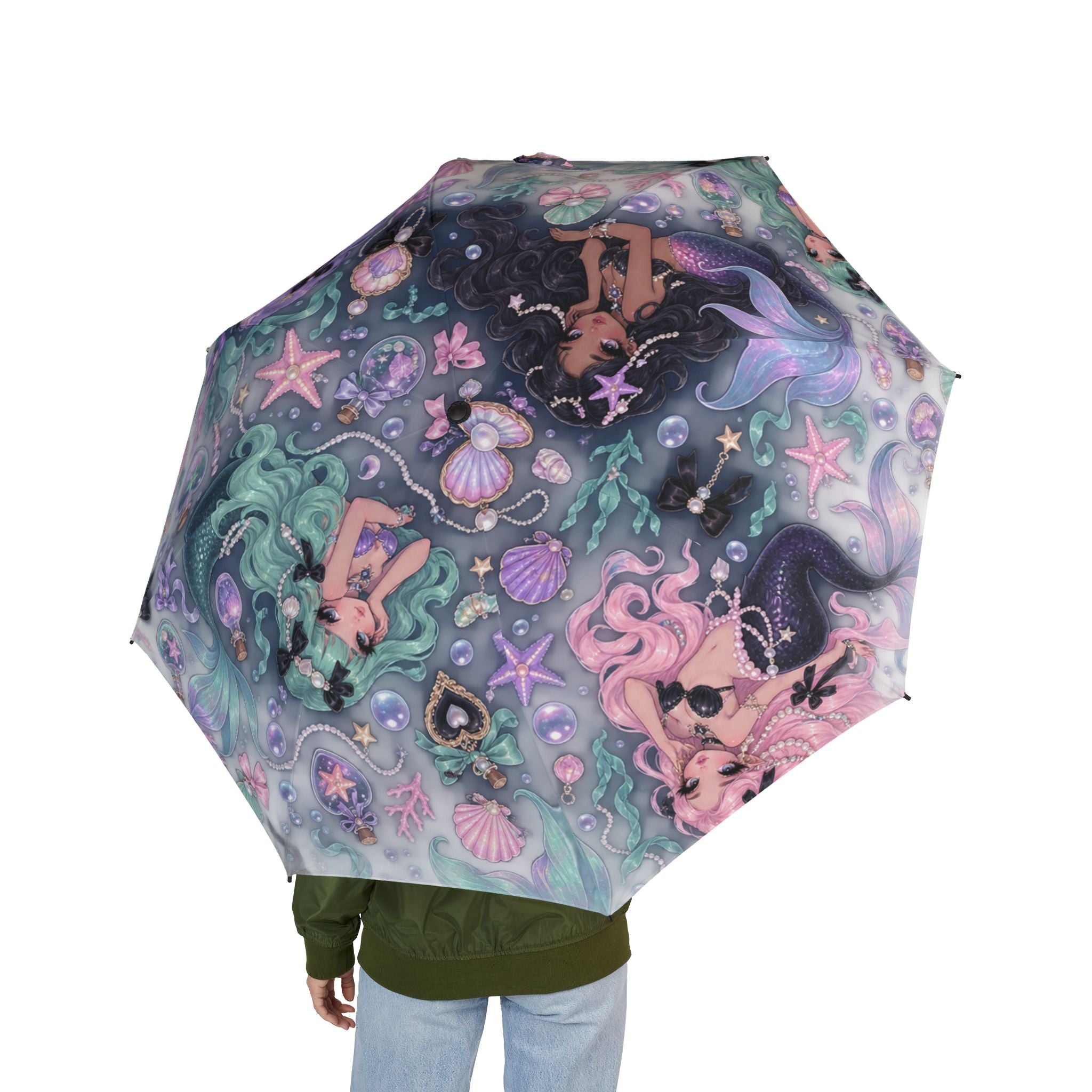 Mermaid Dream Foldable Umbrella — Semi‑Automatic Compact Rain Parasol