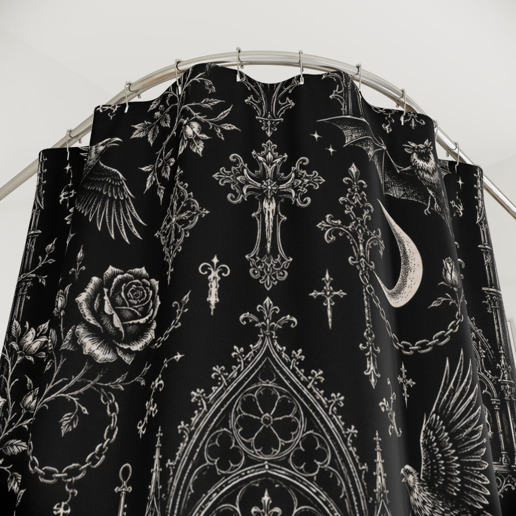 Gothic Revival Shower Curtain Black