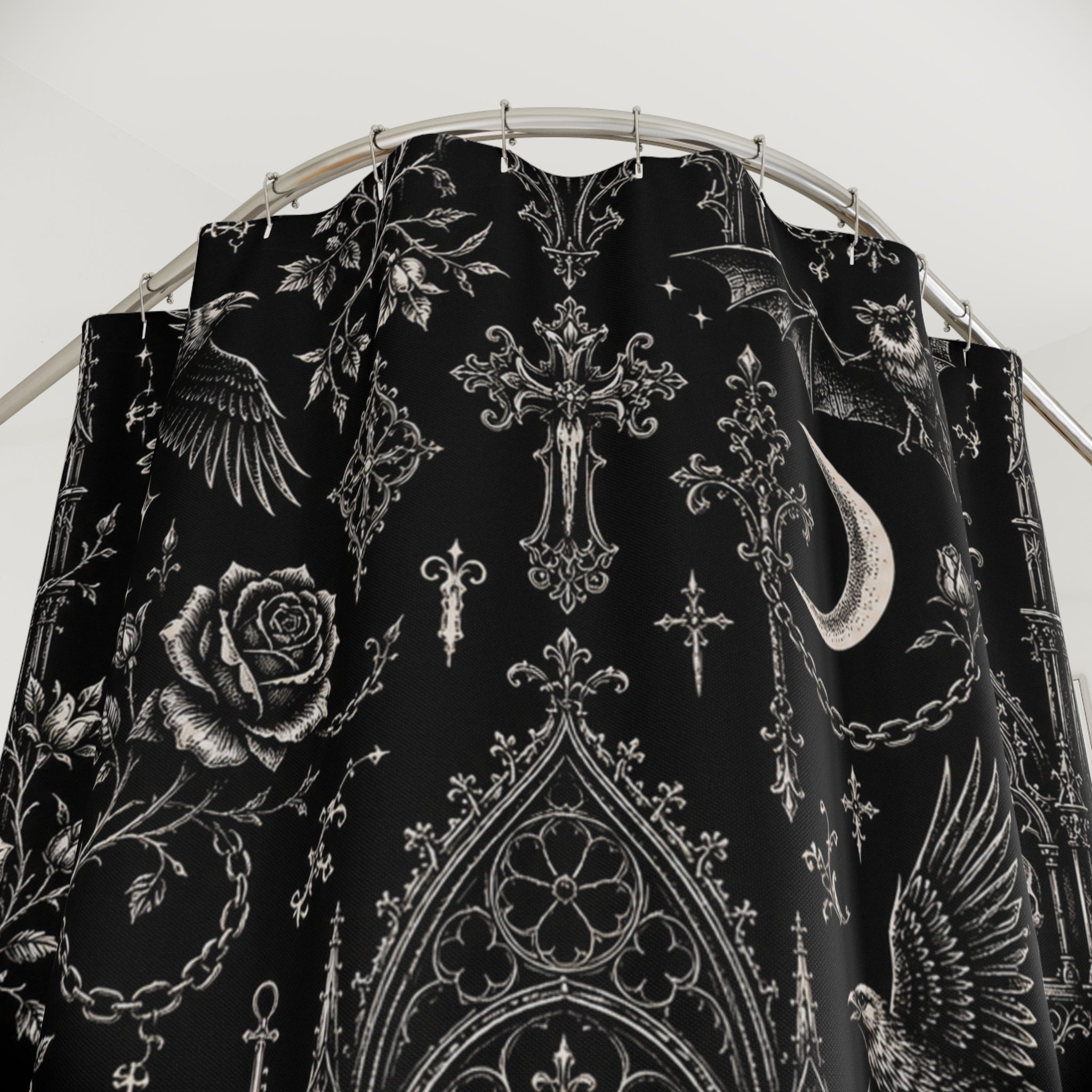 Gothic Revival Shower Curtain Black