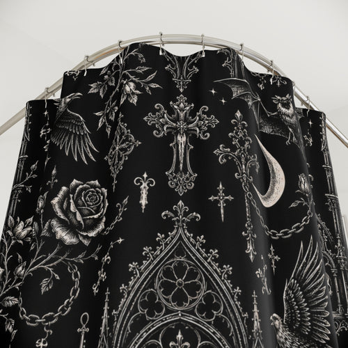Gothic Revival Shower Curtain Black