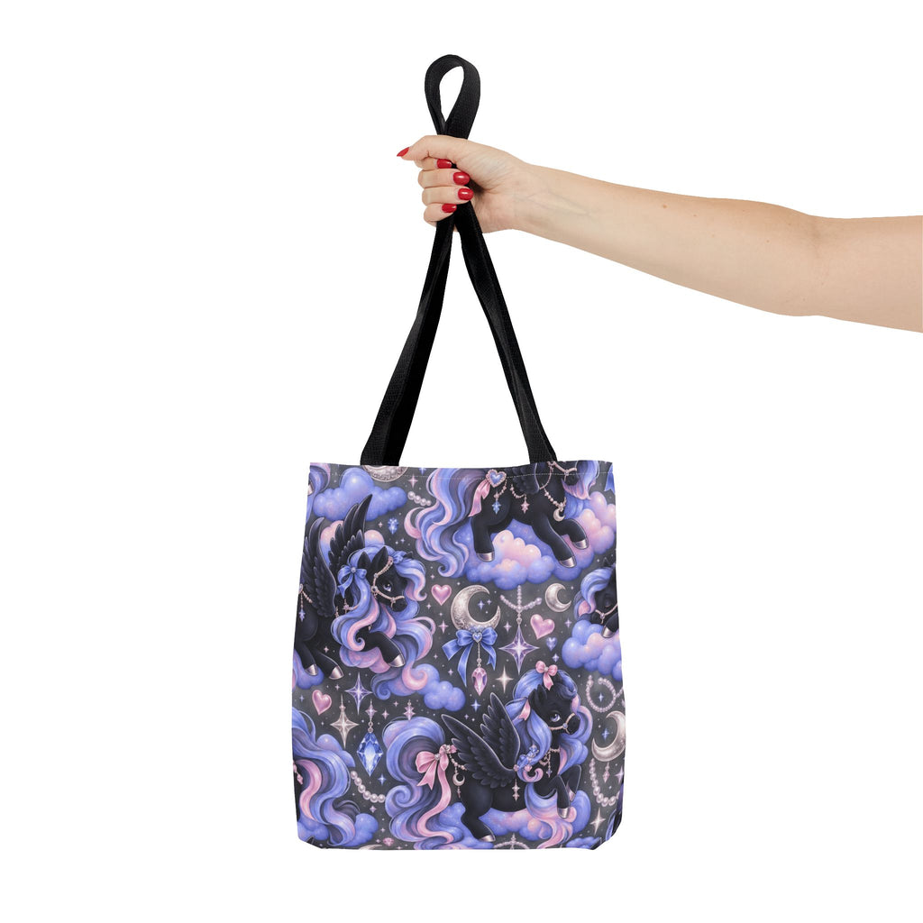 Galaxy Pegasus Tote Bag — Cute Purple Pastel Magical Unicorn Night Sky Pattern