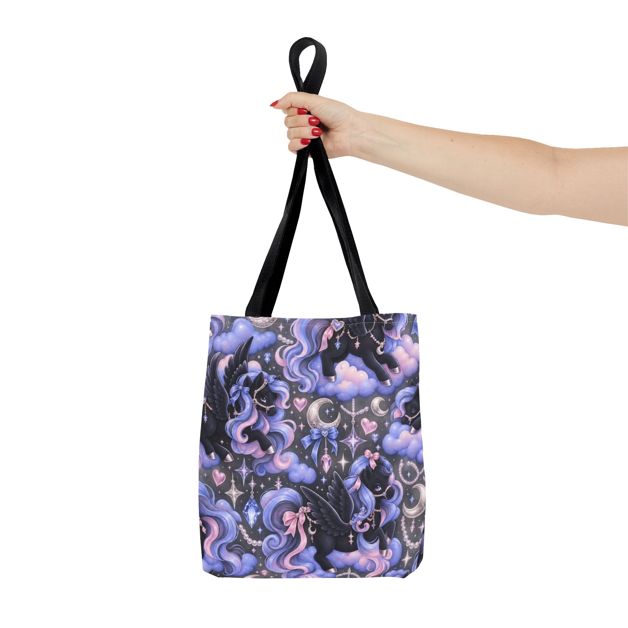 Galaxy Pegasus Tote Bag — Cute Purple Pastel Magical Unicorn Night Sky Pattern